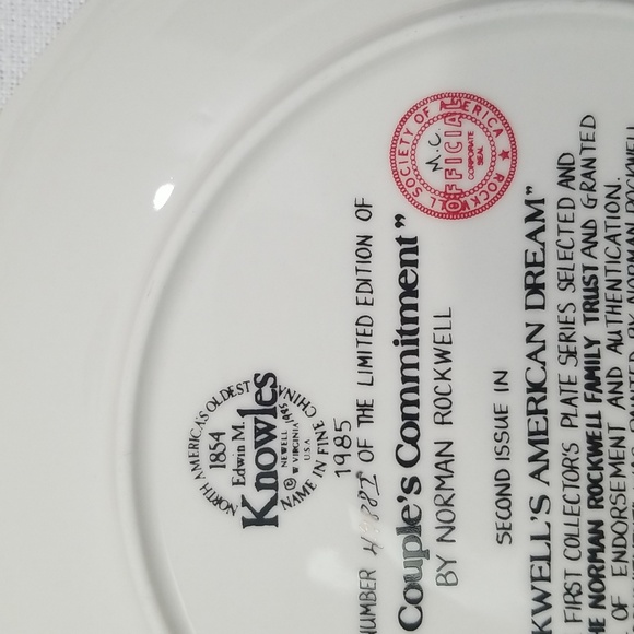 P2b- Knowles Norman Rockwell "A Couple's Commitments" 1985 LE Collector's Plate - Picture 8 of 9